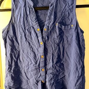 Charlotte Russe women’s Blue Button-Up Tank Top